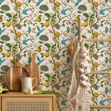 Floral Wallpaper with birds, Peel and Stick Wallpaper, Removable Wallpaper, Temporary Wallpaper, Wall Paper 