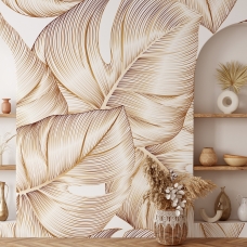 Tropical Leaf Wallpaper, Peel and Stick Tropical Wall Mural, Leaf Wallpaper