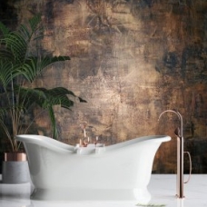 Copper Concrete Stone textured brown wallpaper that replicates the appearance of materials such as marble, wood, Peel and Stick