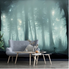 Mysterious foggy Forest Wallpaper, Deep Forest, Mystic Forest Wall Mural