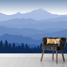 Landscape Wallpaper, Mountain Wallpaper, Peel and Stick Blue Mountain, Nature Wallpaper