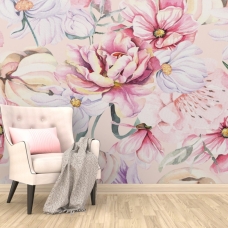 Peony Wallpaper, pink floral wallpaper, peel and stick