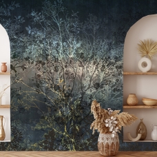 Dark Floral Wallpaper, Peel and stick, Removable Wallpaper, tree Wallpaper