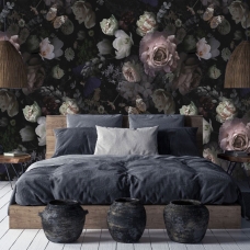 Dark peony mural wallpaper, floral, flowers Self Adhesive Wallpaper, Wall mural, Removable Wallpaper, temporary wallpaper Peel & Stick